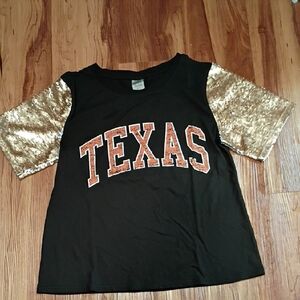 Texas Longhorns Sequin Sleeves T-Shirt GameDay Couture XS